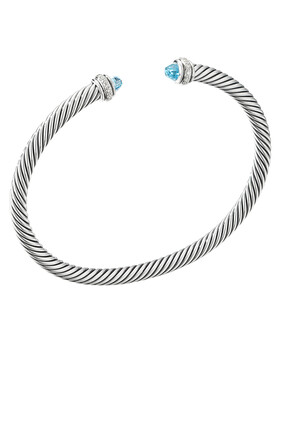 Blue Topaz and Diamond Cable Bracelet